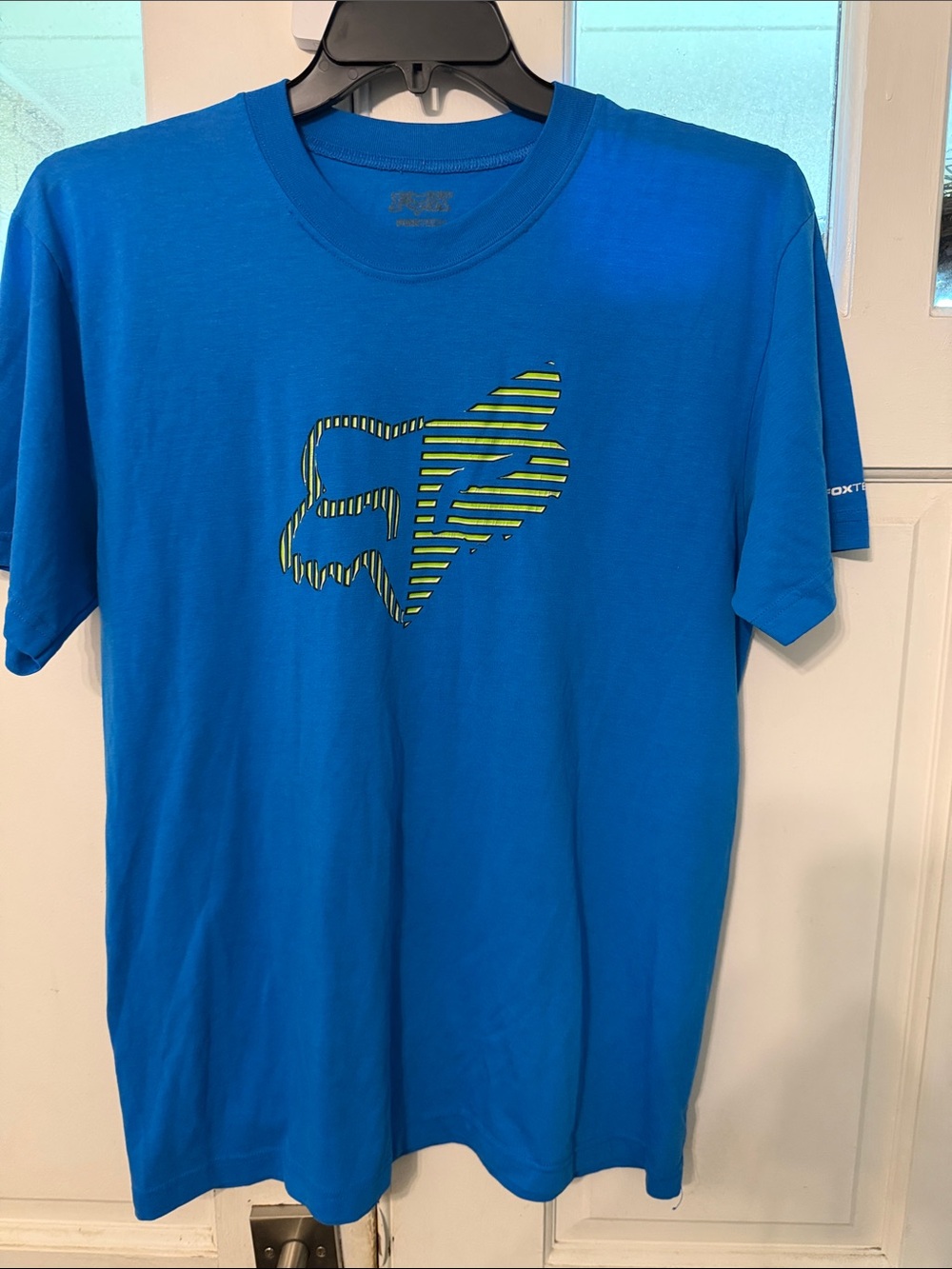 Fox Blue Short-Sleeve Tee with Neon Stripe Logo